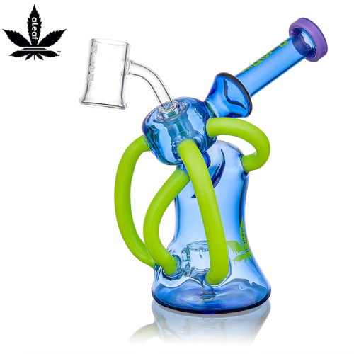 9 INCH ALEAF GLASS VENUS QUAD RECYCLER WITH BANGER WATER PIPE 